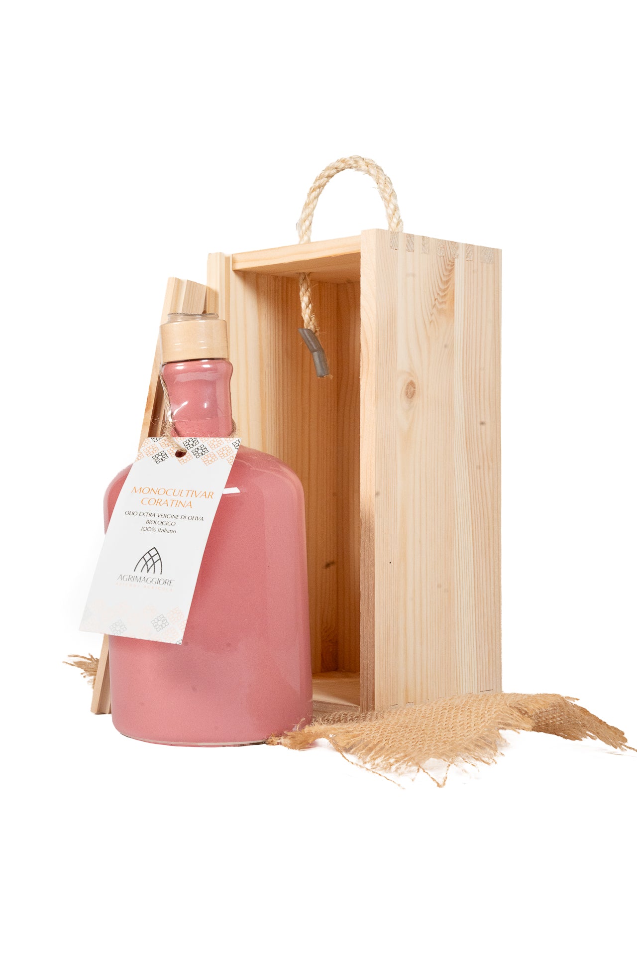 L'Olio Extravergine di Oliva Coratina in Bottiglia di Terracotta da 500ml in cofanetto di legno