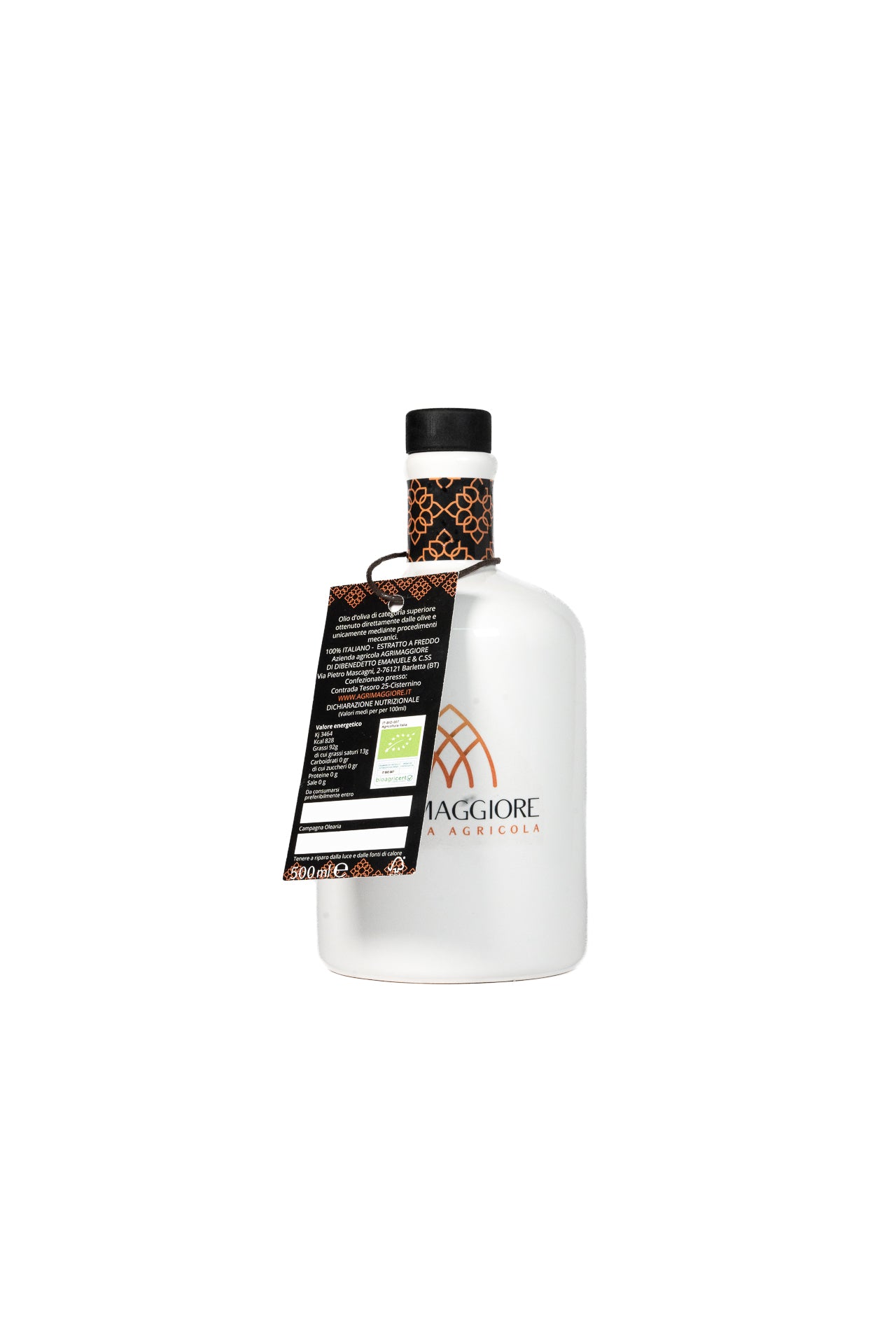 L'Olio Extravergine di Oliva Coratina in Bottiglia di Terracotta da 500ml in cofanetto di legno