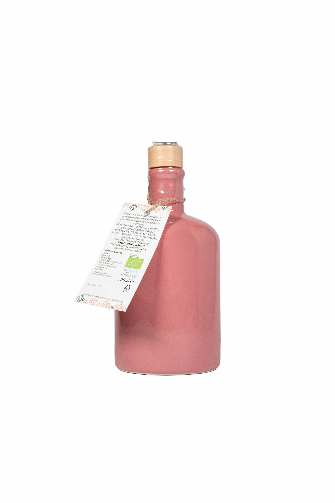 L'Olio Extravergine di Oliva Coratina in Bottiglia di Terracotta da 500ml in cofanetto di legno