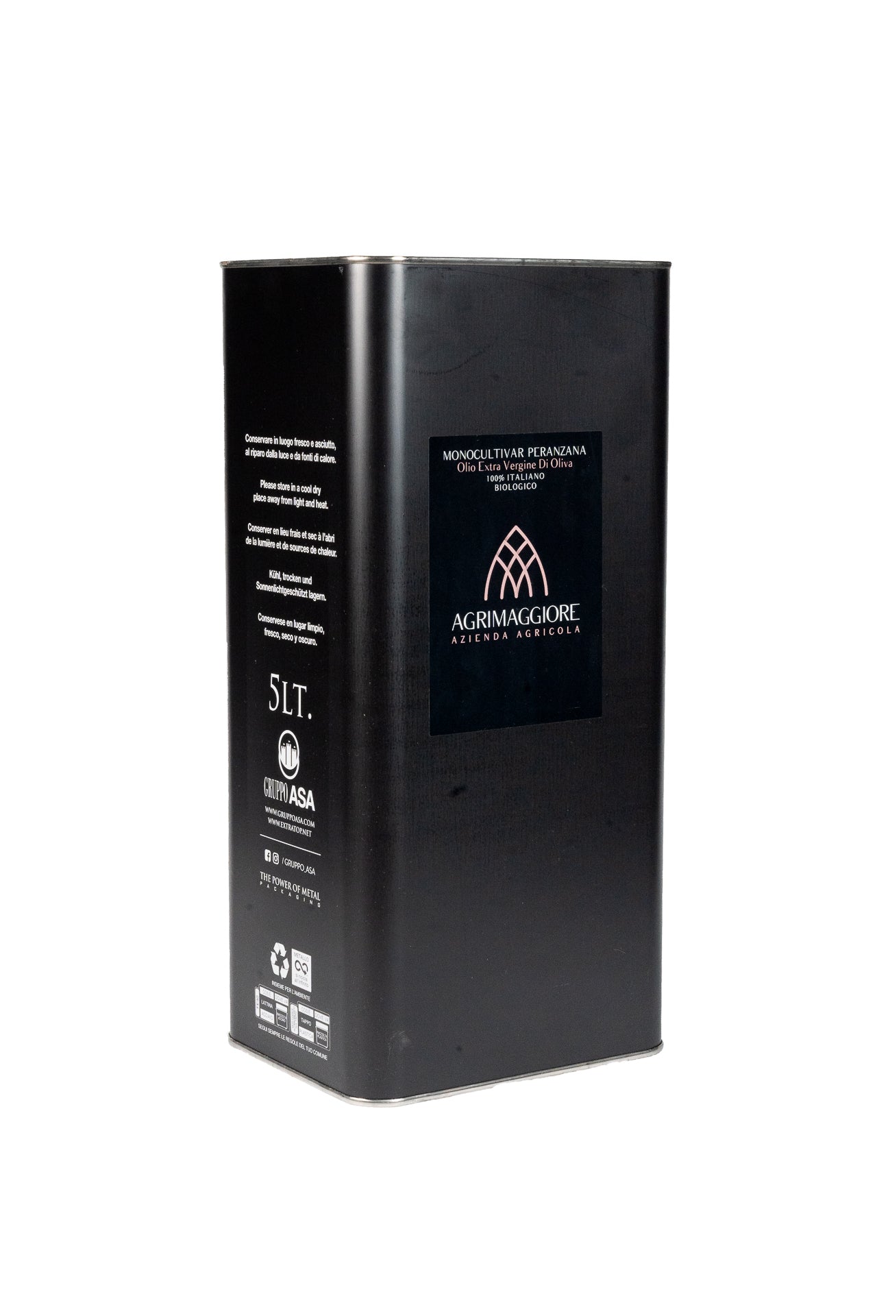 Olio Extravergine di Oliva Biologico Premium - Cultivar Peranzana, Lattine da 5L, 3L e 1L