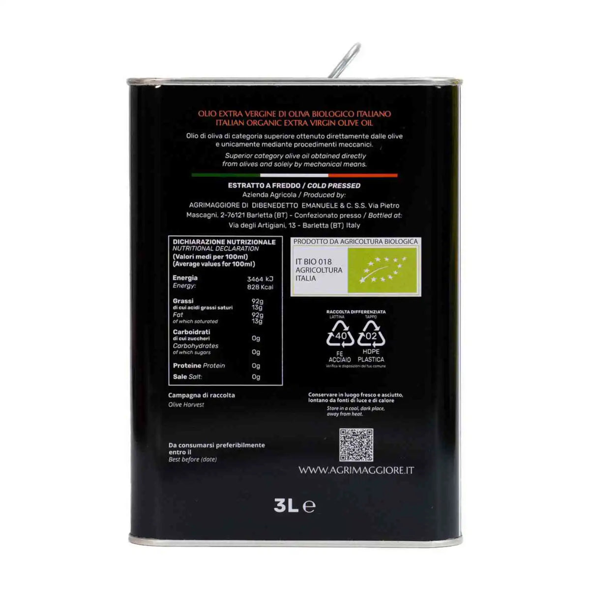 Organic Extra Virgin Olive Oil - Blend - 5L, 3L and 1L Cans