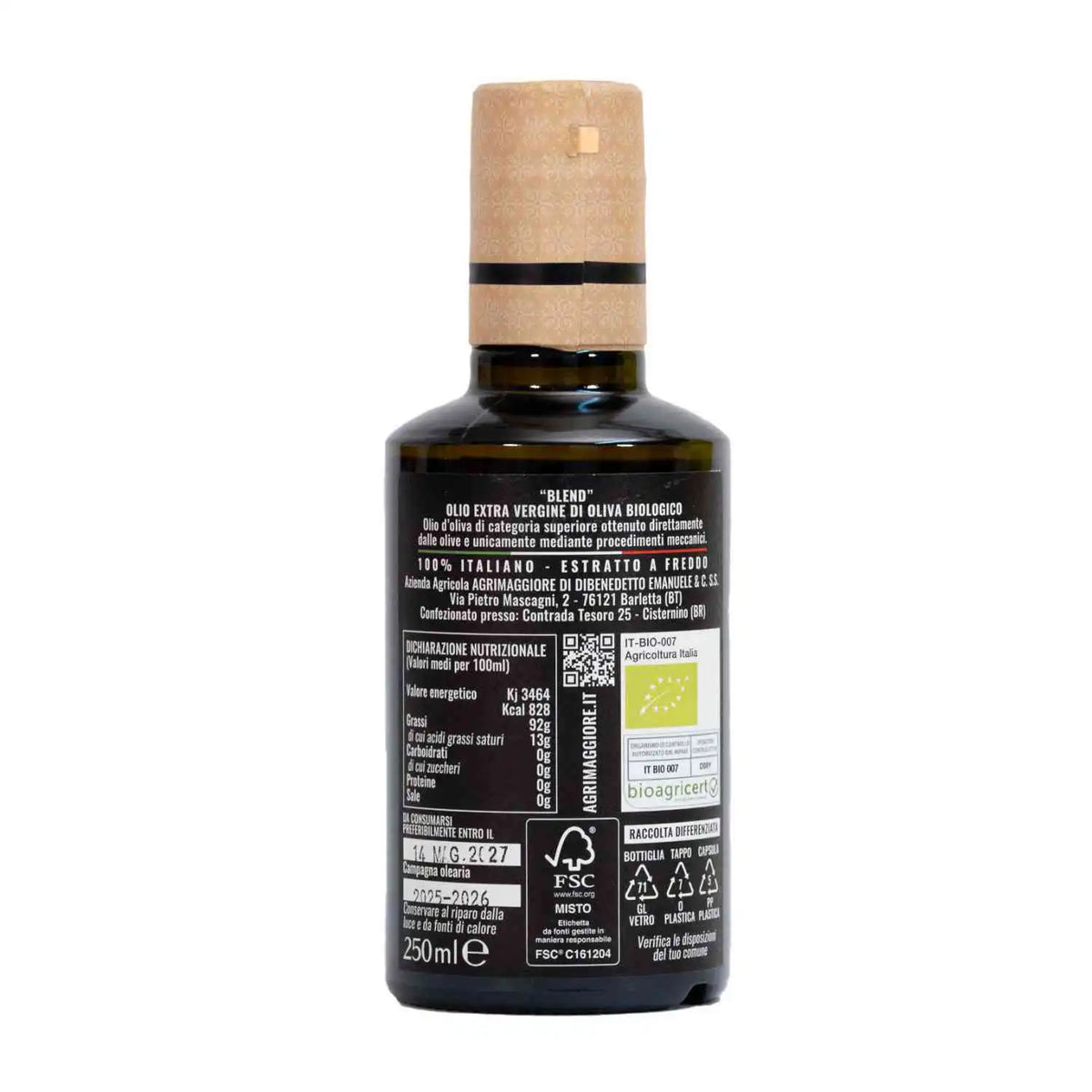 Organic Extra Virgin Olive Oil "Blend" - 500ML, 250ML and 100ML Bottles