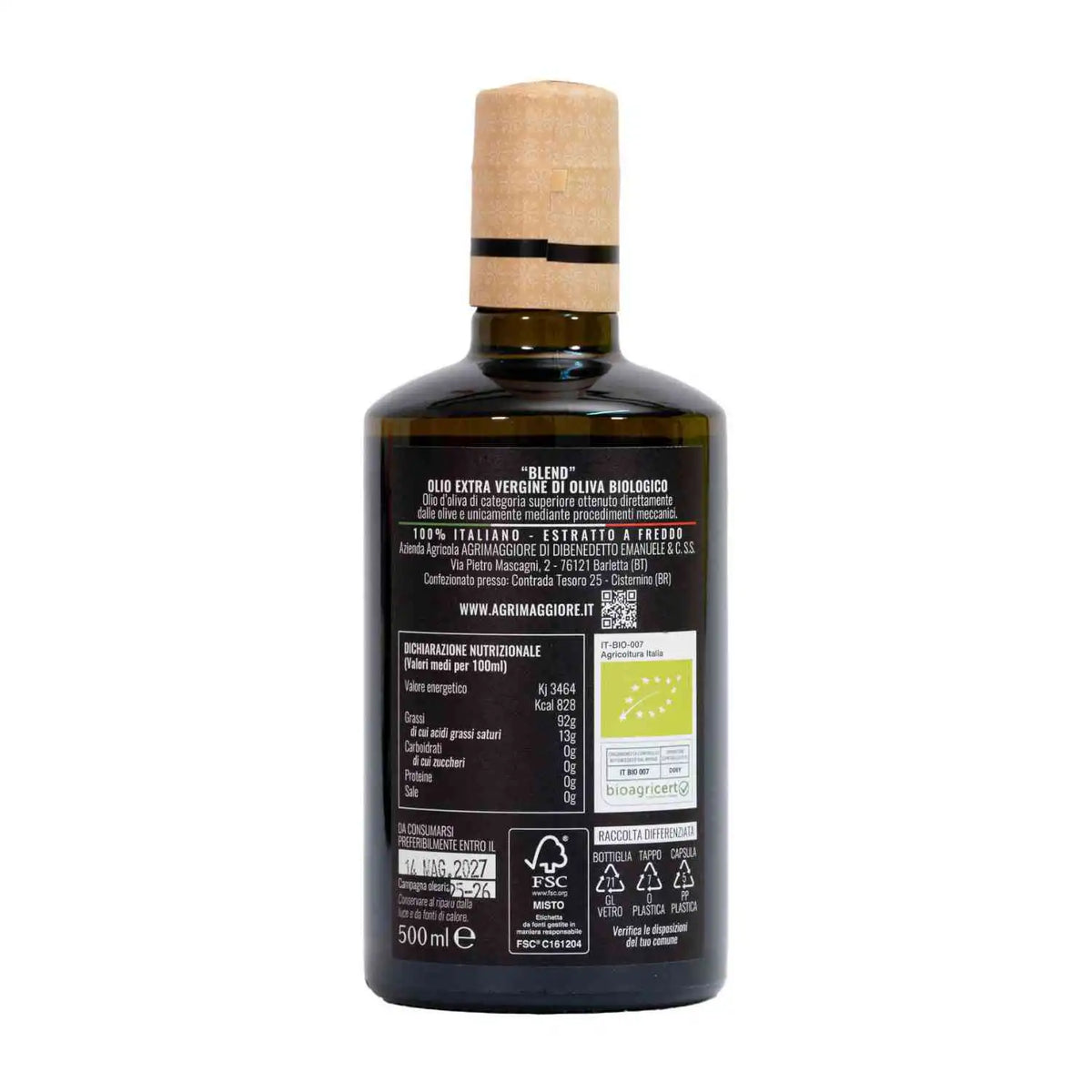 Organic Extra Virgin Olive Oil "Blend" - 500ML, 250ML and 100ML Bottles