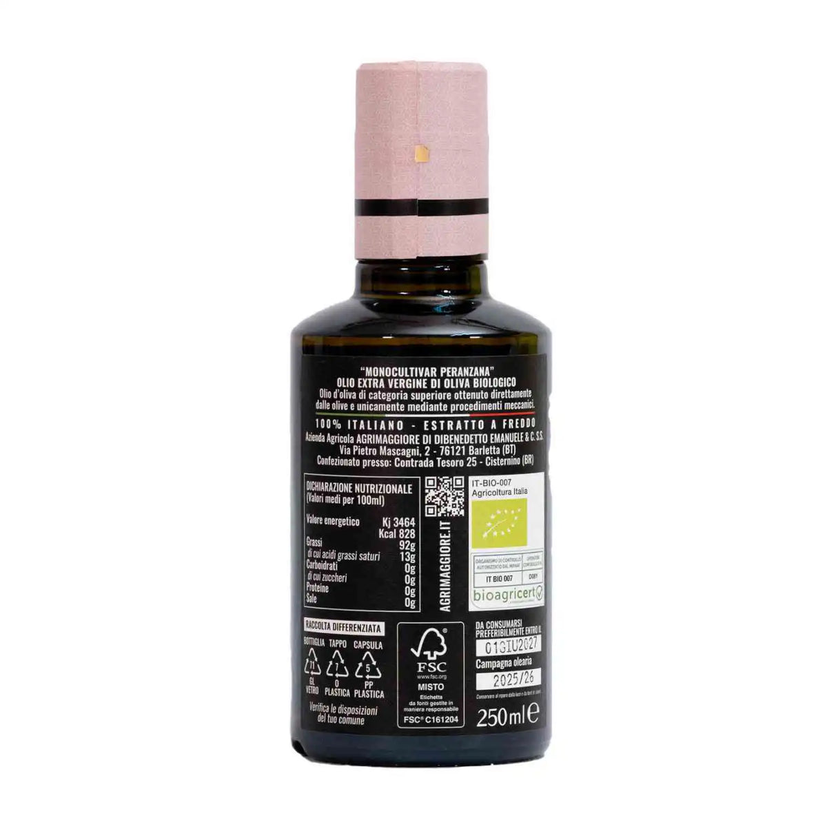 Peranzana Organic Extra Virgin Olive Oil - 500ML, 250ML and 100ML Bottles