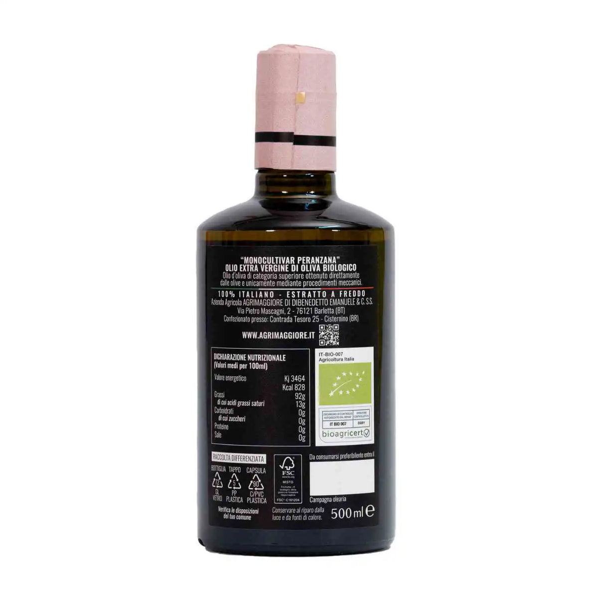 Olio Extravergine di Oliva Biologico Peranzana - Bottiglie da 500ML, 250ML e 100ML