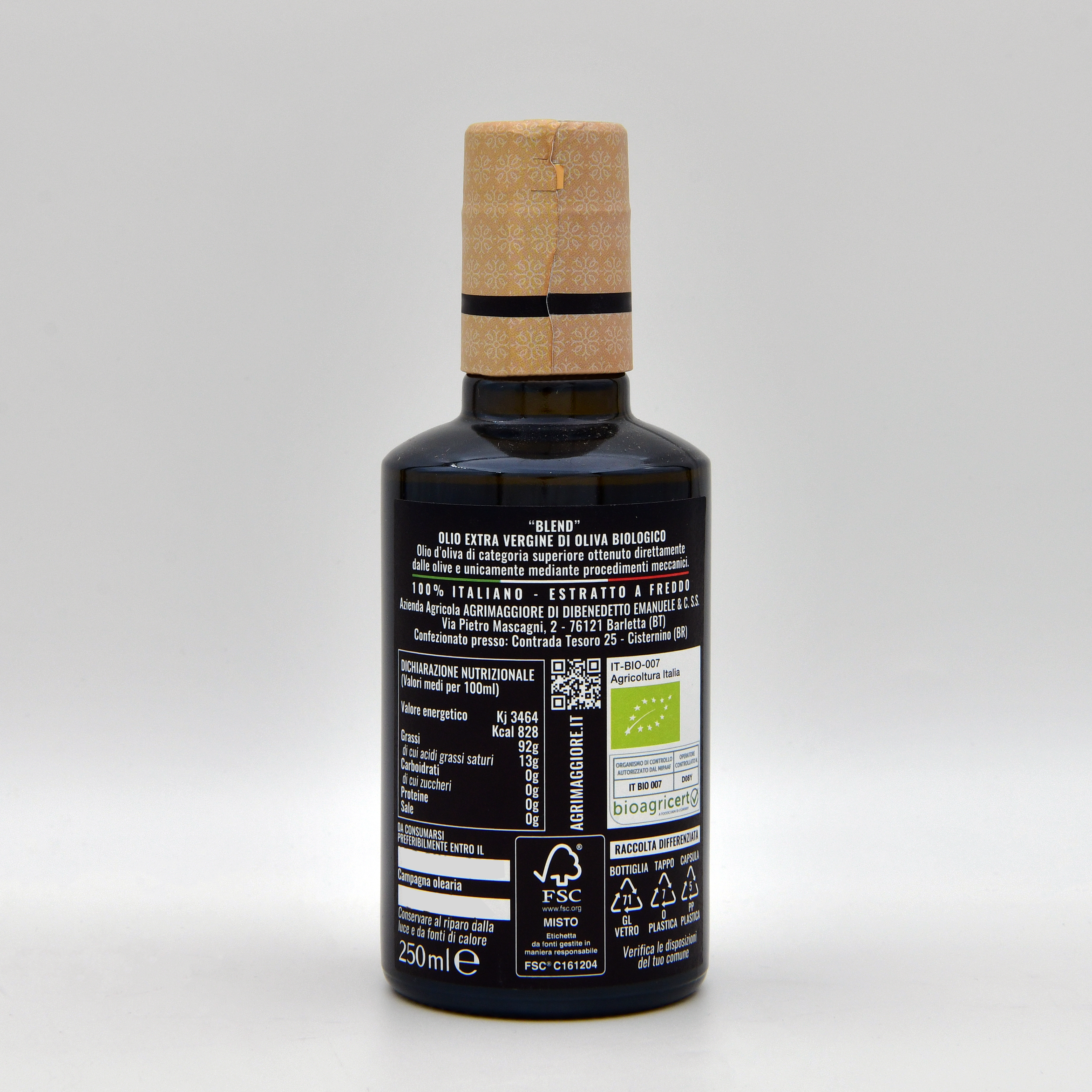 Organic Extra Virgin Olive Oil in 250ML Blend Bottle